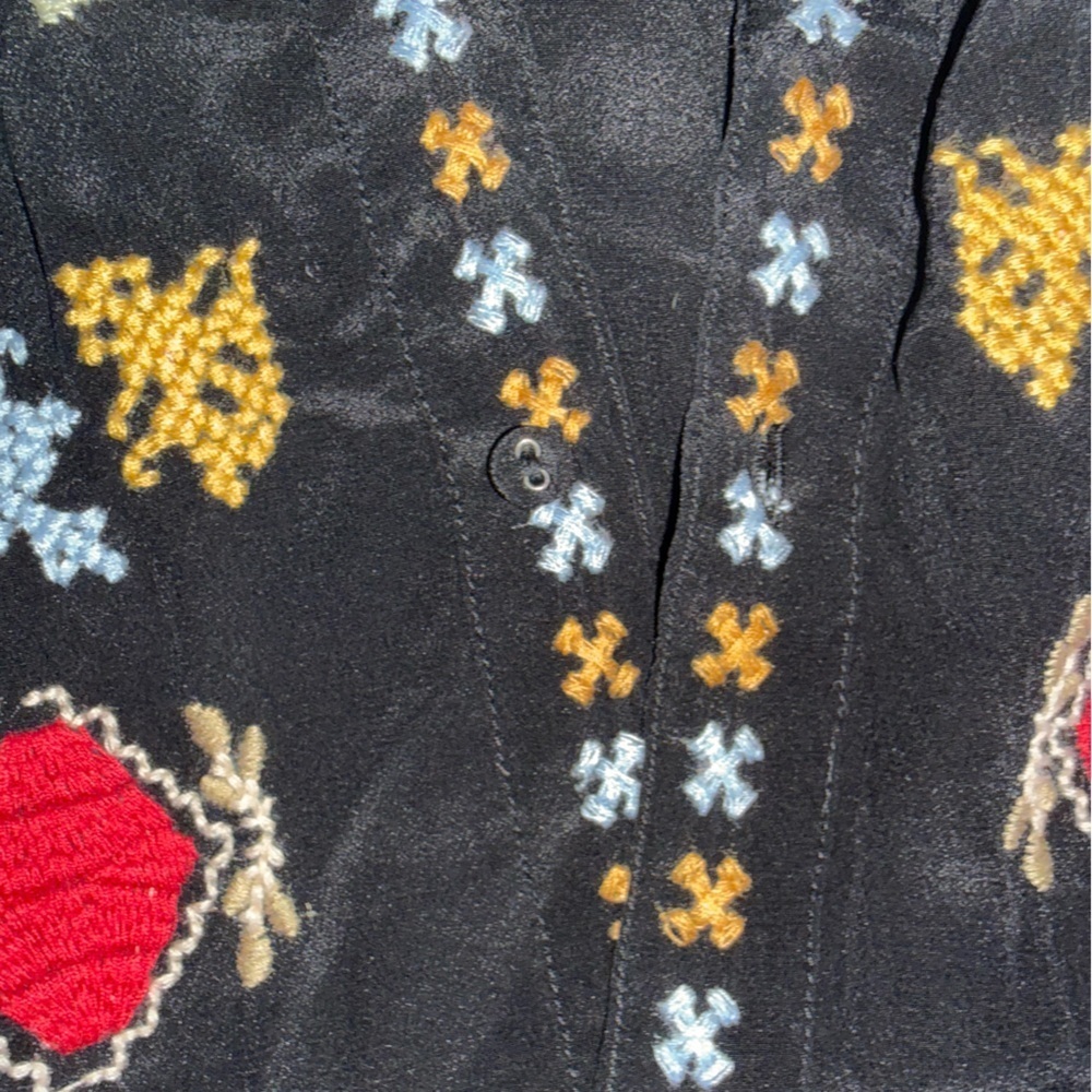 Johnny Was Silk Embroidered Boho Tunic Blouse Shacket Kimono - Picture 13 of 15